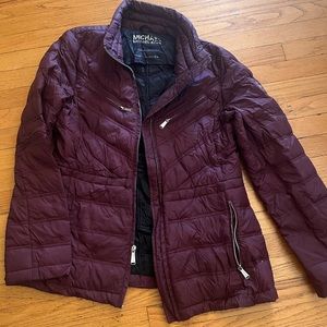 Burgundy Micheal Kors light weight puffer jacket